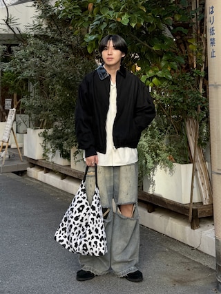 「ajouter flow(アジューテフロー)の【ajouter flow】flower embroidery log sleeve shirt(シャツ/ブラウス)」を使った、がーさん(メンズ・177cm)の秋コーディネート