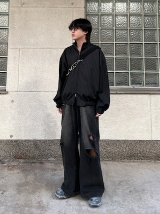 「ajouter flow(アジューテフロー)の【ajouter flow】stand neck stripe blouson(ブルゾン)」を使った、がーさん(メンズ・177cm)の春コーディネート