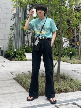 「フレアデニム」｜がーさん（メンズ・177cm）の夏コーディネート