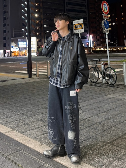 ajouter flow】synthetic leather boston bag（ボストンバッグ 