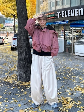 「ajouter flow（アジューテフロー）の【ajouter flow】rhinestone N-2B jacket（ブルゾン）」を使った、がーさん（メンズ・177cm・30代）の秋コーディネート