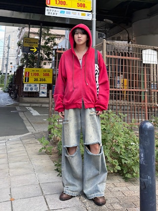 「ajouter flow(アジューテフロー)の【ajouter flow】bleach double zip hoodie(パーカー)」を使った、がーさん(メンズ・177cm)の秋コーディネート