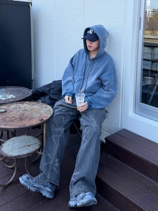 「ajouter flow（アジューテフロー）の【ajouter flow】bleach double zip hoodie（パーカー）」を使った、がーさん（メンズ・177cm）の春コーディネート