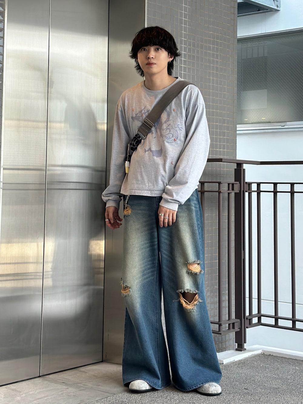 GIDEAL 長袖カットソー サイズ2 ダメージ加工　タイダイ　gideal GIDEAL 長袖カットソー サイズ2 ダメージ加工タイダイgideal