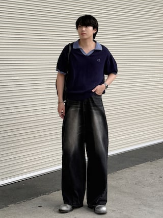 「ajouter flow(アジューテフロー)の【ajouter flow】synthetic leather boston bag(ボストンバッグ)」を使った、がーさん(メンズ・177cm)の夏コーディネート