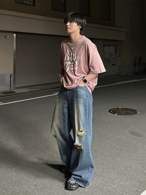ヴンテージライク2タック立体ワイドバギーデニムパンツ MONO