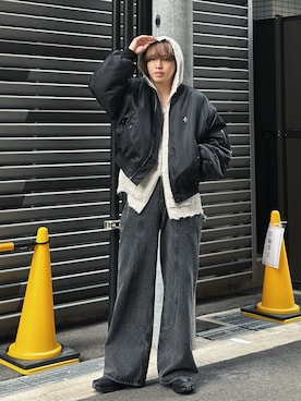 「アイテム（MA-1）」を使った、がーさん（メンズ・177cm）の冬コーディネート