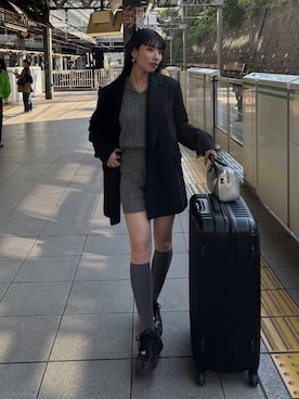 「アイテム（ボストンバッグ）」を使った、comachiさん（レディース・163cm）の秋コーディネート