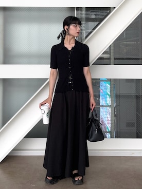 「Aunt Marie's（アントマリーズ）のシルバーフレームメガネ（メガネ、シルバー系）」を使った、comachiさん（レディース・163cm）の夏コーディネート