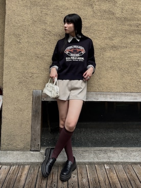 「アイテム（ソックス/靴下）」を使った、comachiさん（レディース・163cm）の秋コーディネート