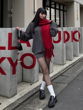 「アイテム（マフラー）」を使った、comachiさん（レディース・163cm）の秋コーディネート