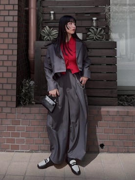 「W:Huku（フーク）の【W:Huku / ストレッチソフトツイル】チュール付き ジャケット / Stretch Soft Twill Tulle Jacket（テーラードジャケット）」を使った、comachiさん（レディース・163cm・20代）の秋コーディネート