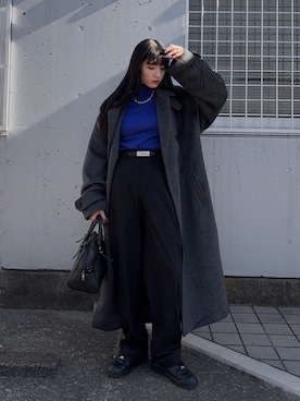 「アイテム（スラックス）」を使った、comachiさん（レディース・163cm）の秋コーディネート