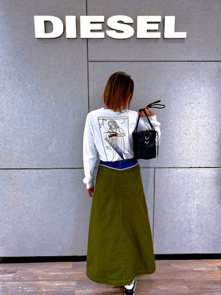 diesel サステナブル ロングスカート 異素材ミックス XS