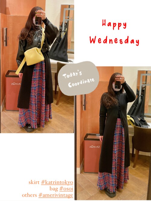 AMERI HALF OPEN LONG TOPハーフオープンロングニット黒 Ameri（アメリ）の「HALF OPEN LONG TOP（ニット/セーター）」 - WEAR