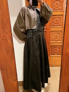 「アイテム（その他アウター、ブラウン系）」を使った、mireさん（レディース・157cm）の秋コーディネート