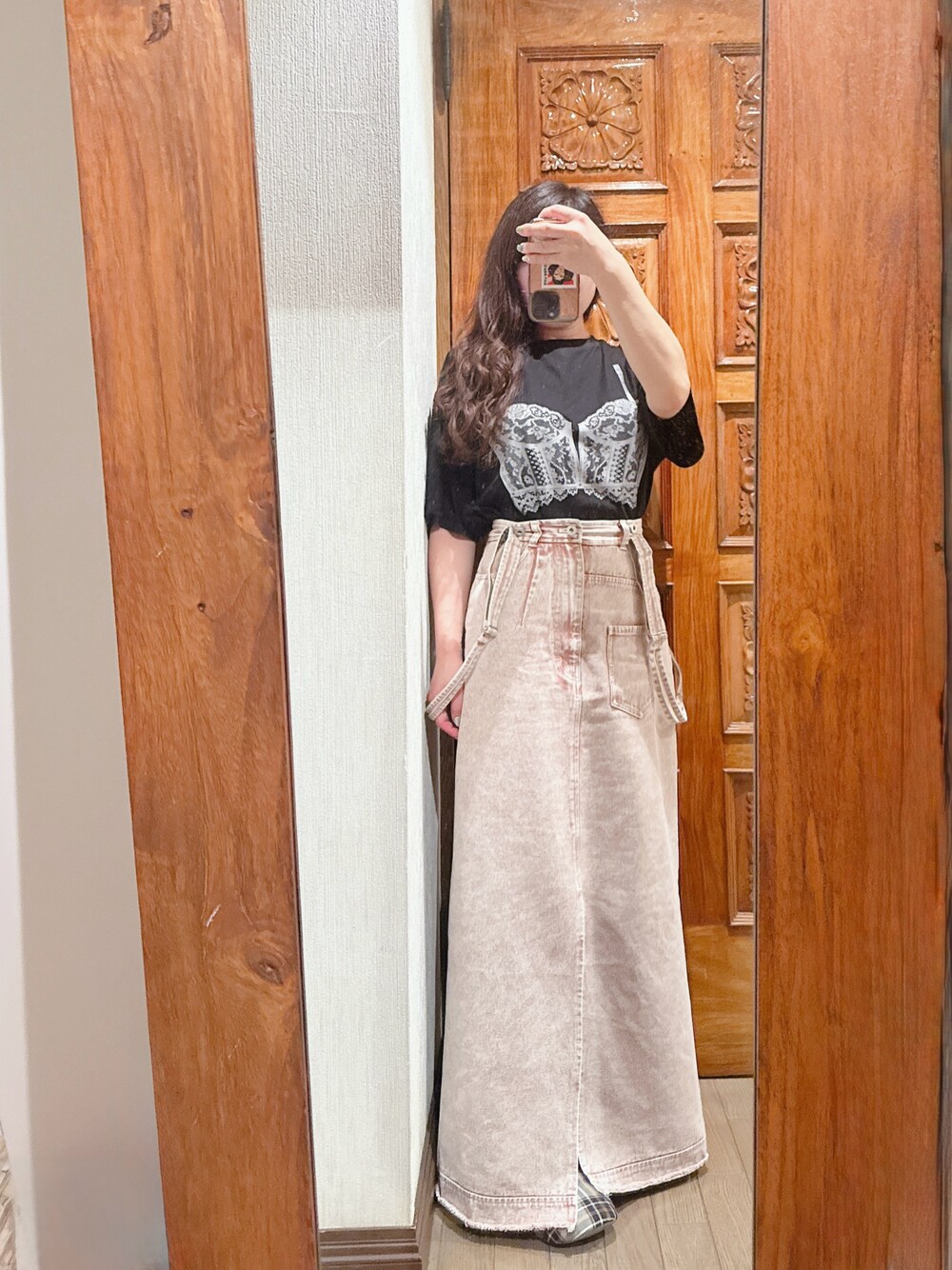 スカート MEDI INVERT SUSPENDER DENIM SKIRT MEDI INVERT SUSPENDER DENIM SKIRT