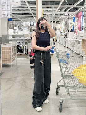 「アイテム（パスケース）」を使った、mireさん（レディース・157cm）の夏コーディネート