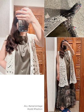 MEDI SHELL MOTIF CROCHET KNIT VESTを使った人気ファッション