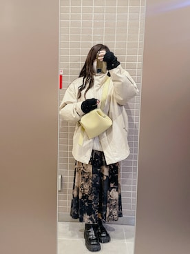 「Ameri（アメリ）のアイテム（その他アウター）」を使った、mireさん（レディース・157cm）の冬コーディネート