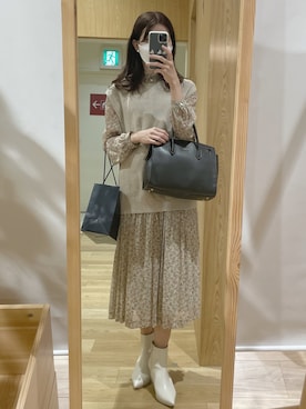 「ベスト×ワンピース」｜mさん（レディース・152cm）の秋コーディネート