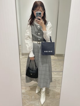 「チェックワンピース」｜「アイテム（ジャンパースカート）」を使った、mさん（レディース・152cm）の秋コーディネート