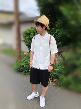 「RNA（アールエヌエー）のアイテム（帽子）」を使った、hide104さん（メンズ・162cm）の夏コーディネート