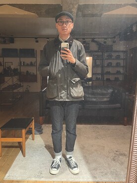 「KANGOL（カンゴール）のアイテム（キャップ）」を使った、Colin Huangさん（メンズ・178cm）の冬コーディネート