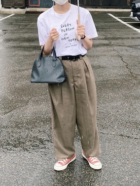 「CONVERSE（コンバース）のCONVERSE ALL STAR 100COLORS OX（スニーカー）」を使った、ハナレさん（レディース・154cm）の夏コーディネート