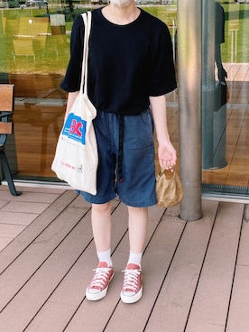 「CONVERSE（コンバース）のCONVERSE ALL STAR 100COLORS OX（スニーカー）」を使った、ハナレさん（レディース・154cm）の夏コーディネート