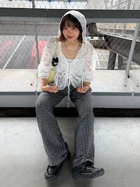 「アイテム（ヘアアクセサリー）」を使った、UKIさん（レディース・155cm）の夏コーディネート