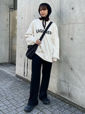 「reca（レカ）のアイテム（スウェット）」を使った、UKIさん（レディース・155cm）の冬コーディネート