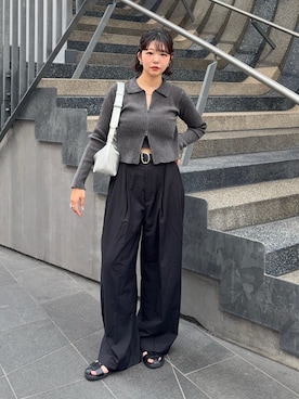 「アイテム（カーディガン/ボレロ）」を使った、UKIさん（レディース・155cm）の秋コーディネート