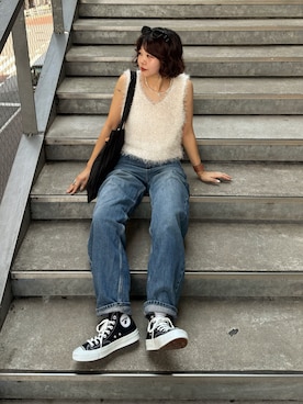 「アイテム（ベスト）」を使った、UKIさん（レディース・155cm・20代）の夏コーディネート