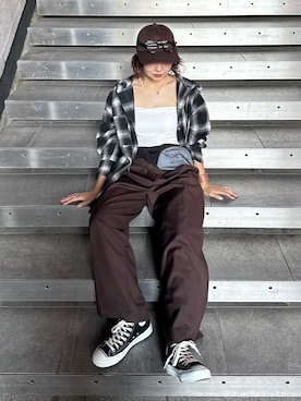 「アイテム（スラックス）」を使った、UKIさん（レディース・155cm）の夏コーディネート