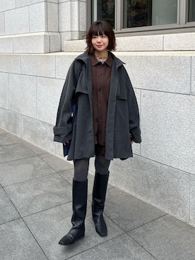 「アイテム（トレンチコート）」を使った、UKIさん（レディース・155cm）の冬コーディネート
