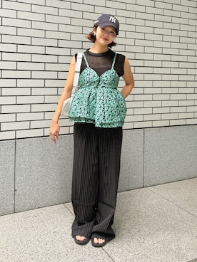 「レイヤードスタイル」｜「アイテム（タンクトップ）」を使った、UKIさん（レディース・155cm）の秋コーディネート