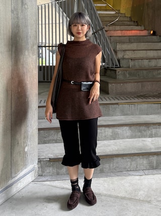 「VION(ヴィオン)のLeather Touch Volume Bag / レザータッチボリュームバッグ(ショルダーバッグ)」を使った、UKIさん(レディース・155cm)の秋コーディネート