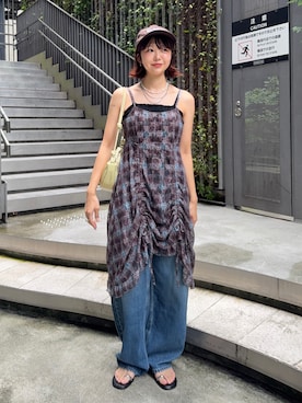 「アイテム（キャミソール）」を使った、UKIさん（レディース・155cm）の夏コーディネート