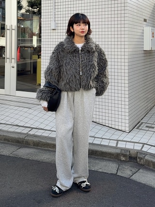 「tiptop（ティップトップ）のミックスファーブルゾン（ブルゾン）」を使った、UKIさん（レディース・155cm）の秋コーディネート