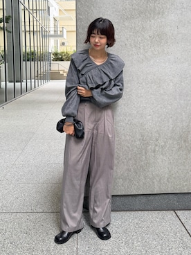 「アイテム（スリッポン）」を使った、UKIさん（レディース・155cm）の秋コーディネート