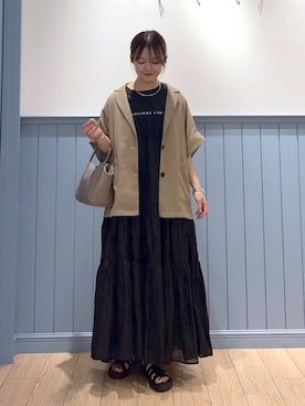 「アイテム（テーラードジャケット、ベージュ系）」を使った、サクラさん（レディース・160cm）の夏コーディネート
