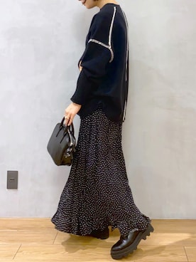 「花柄スカート」｜サクラさん（レディース・160cm・10代）の秋コーディネート