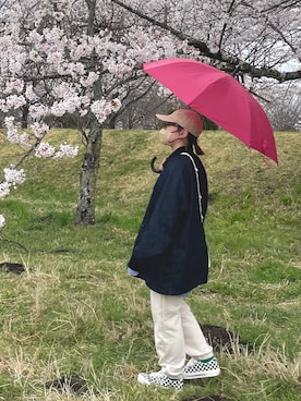 「ラコステ」｜「アイテム（デニムジャケット）」を使った、ｎａさん（レディース・154cm）の春コーディネート