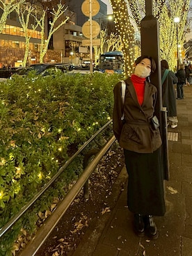 「アイテム（ボディバッグ/ウエストポーチ）」を使った、ひーさん（レディース・155cm）の冬コーディネート