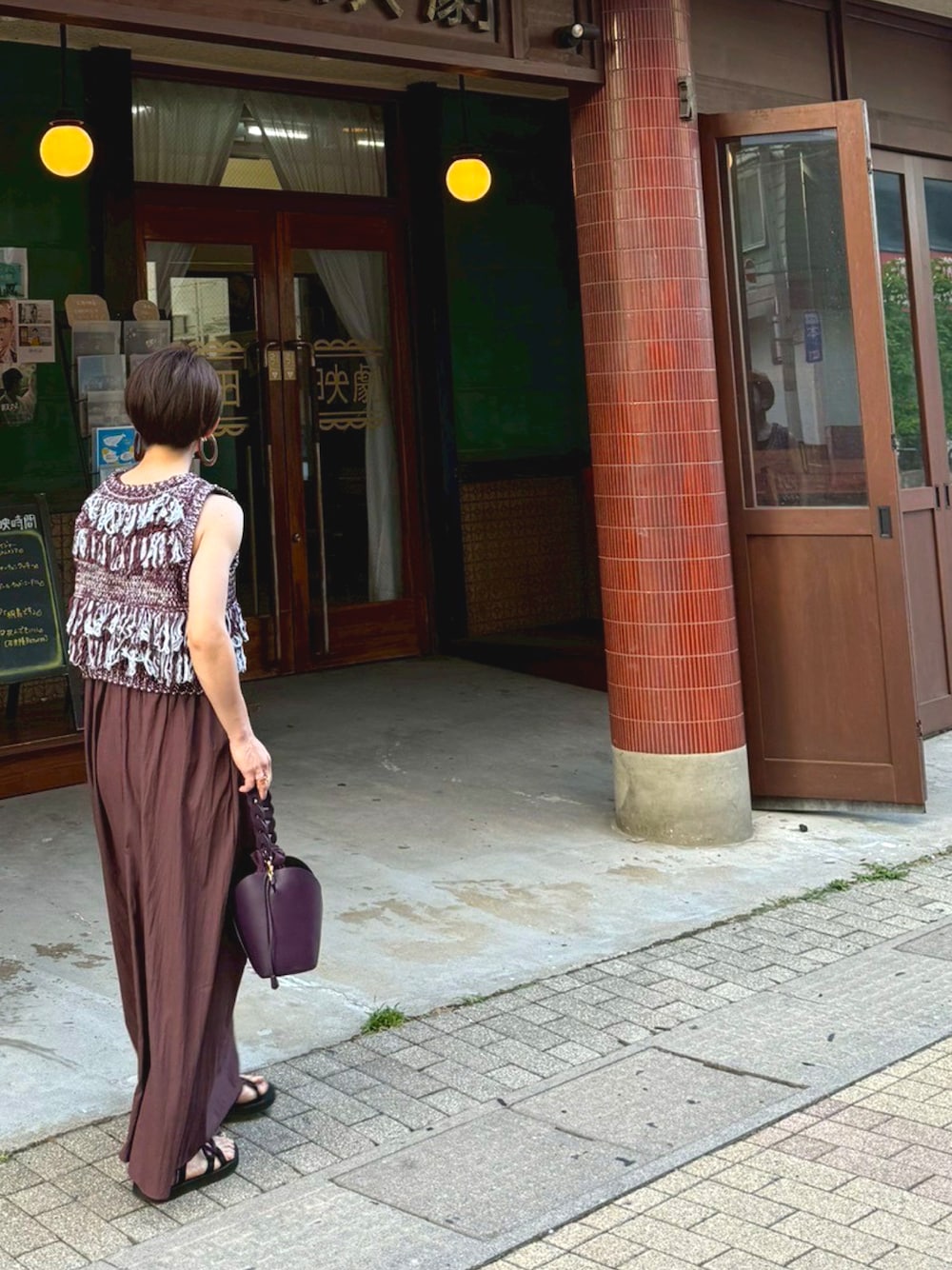 「夏ルックで気分アップ、夏コーデ、夏服コーデ、低身長女子、ワンピースコーデ、パープル、ワントーンコーデ、ノースリーブ、ノースリーブワンピース」｜「no brandのアイテム（バッグ、パープル系）」を使った、ひーさん（レディース・155cm）の夏コーディネートの1枚目の写真
