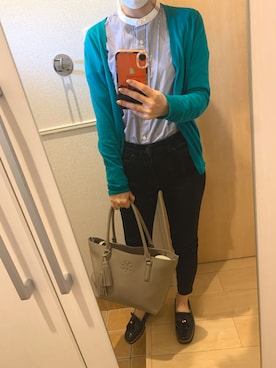 「無印良品（ムジルシリョウヒン）のアイテム（シャツ/ブラウス、ブルー系）」を使った、H2Oさん（レディース・153cm）の春コーディネート