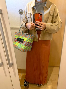 「Adam et Rope' Le Magasin（アダムエロペルマガザン）のアイテム（ジャケット/アウター、ベージュ系）」を使った、H2Oさん（レディース・153cm）の春コーディネート