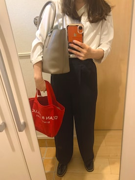 「ORIHICA（オリヒカ）のアイテム（シャツ/ブラウス、ホワイト系）」を使った、H2Oさん（レディース・153cm）の春コーディネート