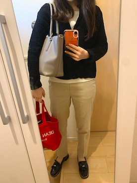 「TORY BURCH（トリーバーチ）のアイテム（トートバッグ、ベージュ系）」を使った、H2Oさん（レディース・153cm）の春コーディネート